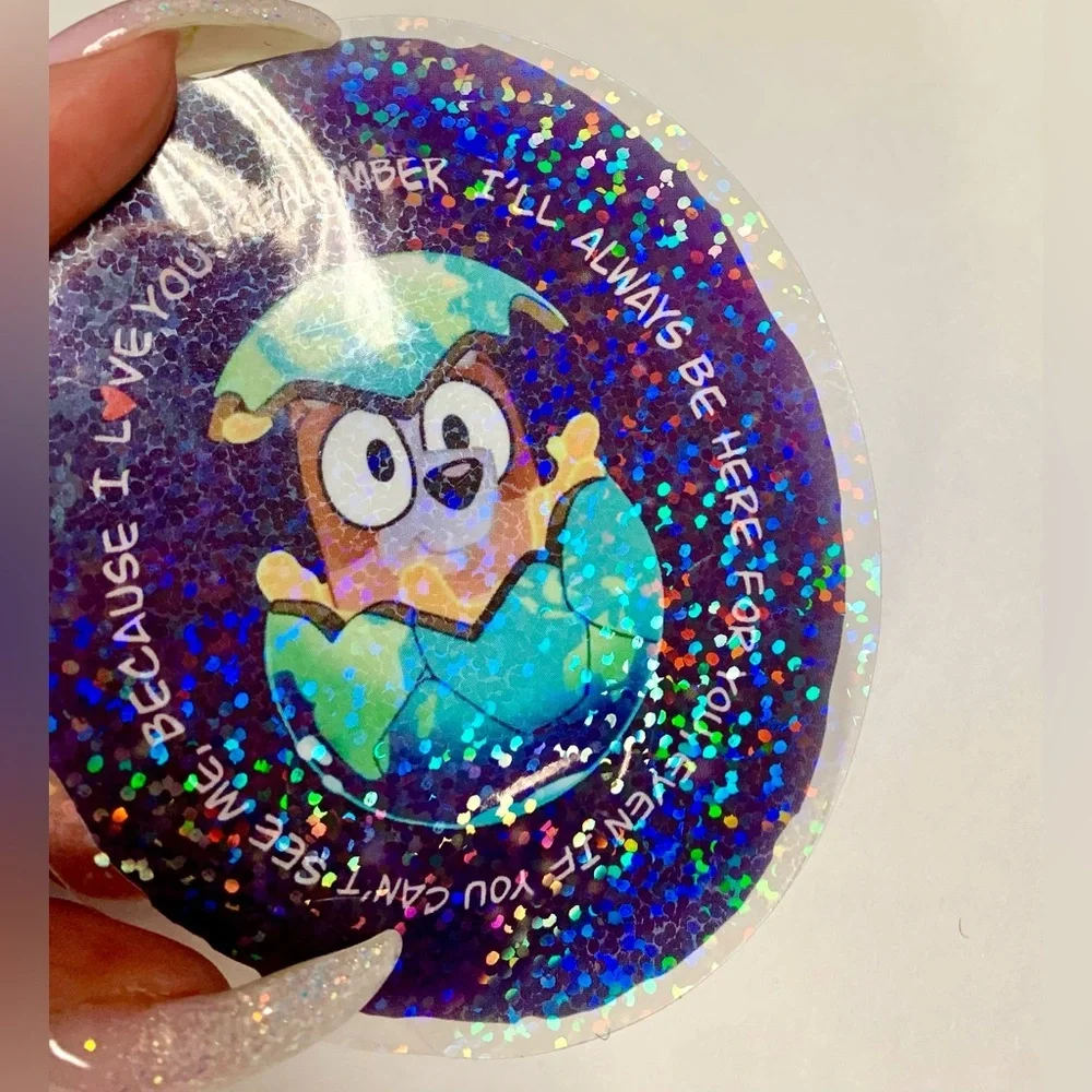 Bluey Stickers, Holographic Glitter Bingo Sleepytime